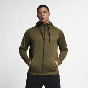 Nike Dri-FIT Therma Men's Full-Zip Training Hoodie Cargo Khaki/Black Size M